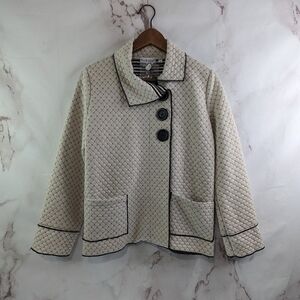 Habitat Jacket Womens XS Tan Brown Button Stretch Quilted Asymmetric Black